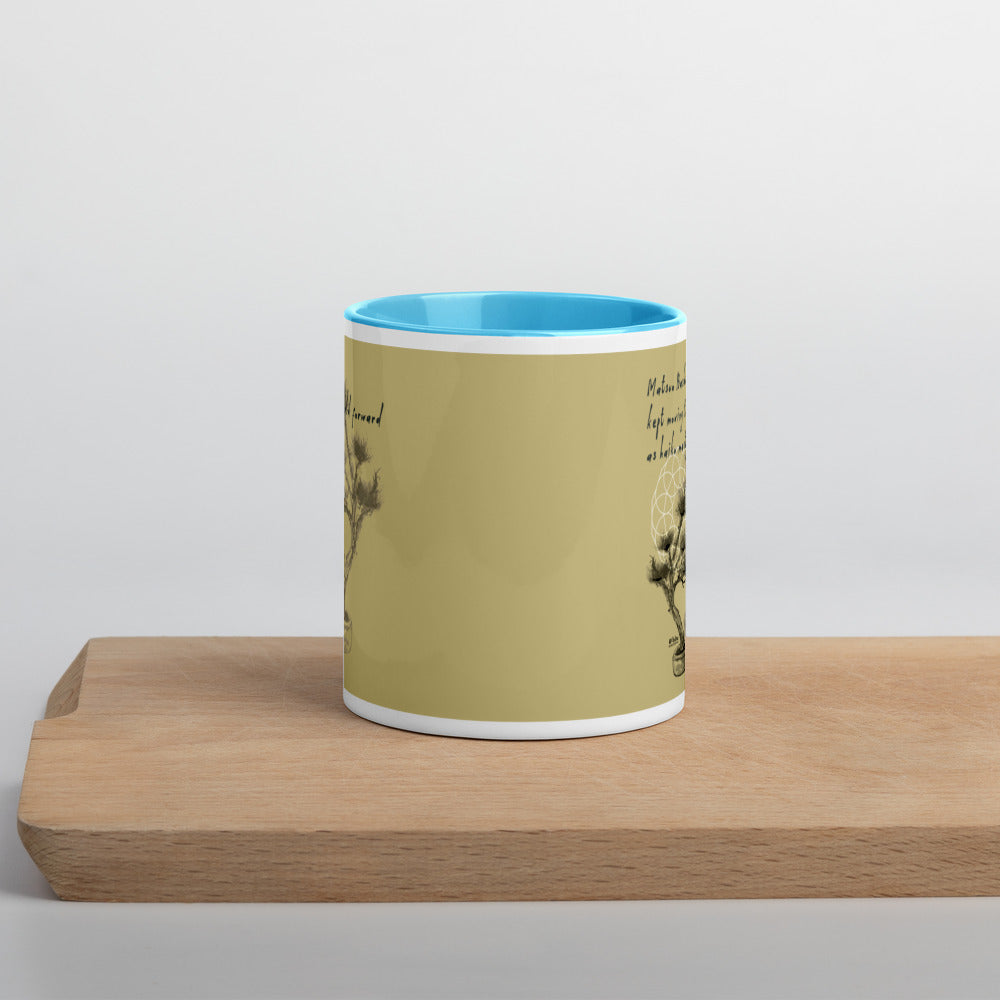 Matsuo Basho Haiku With Bonsai on Ceramic Mug with Color Inside
