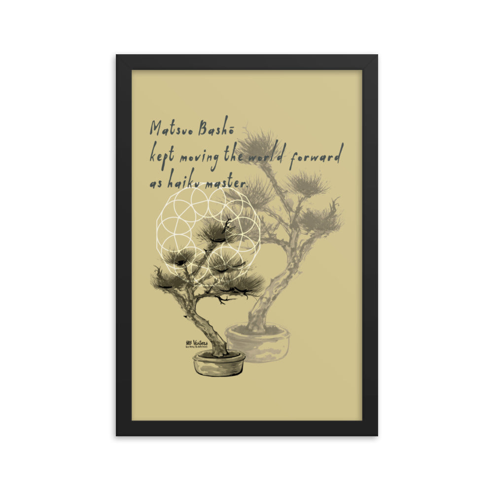 Matsuo Basho Haiku With Bonsai on Enhanced Matte Paper Poster - Framed