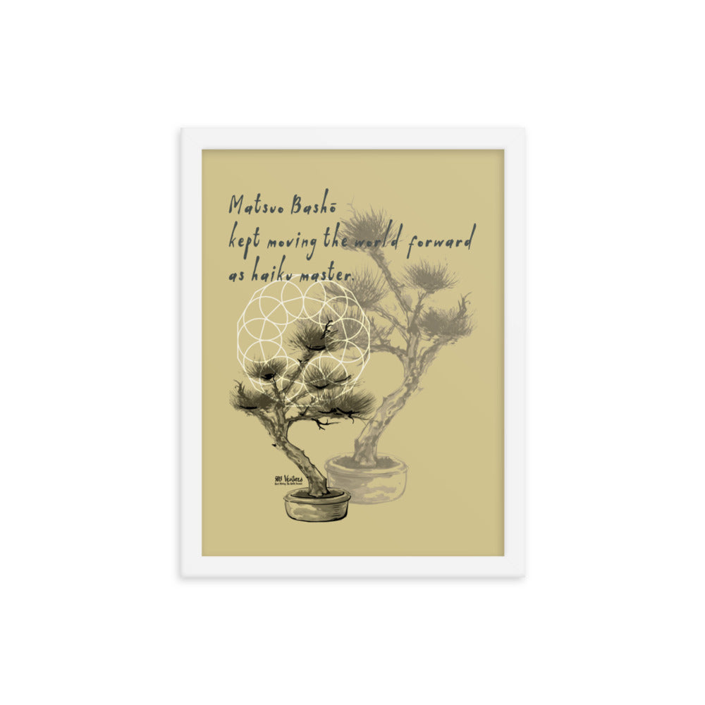 Matsuo Basho Haiku With Bonsai on Enhanced Matte Paper Poster - Framed