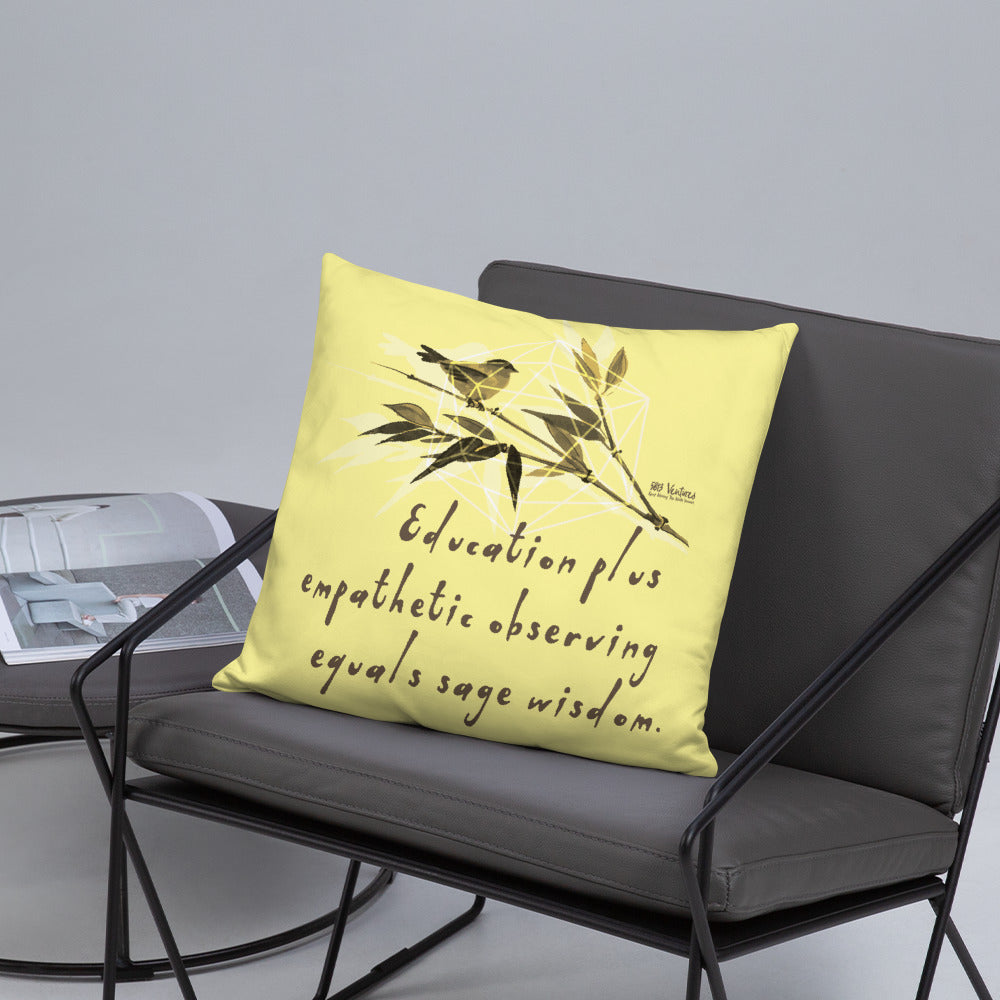 Sage Wisdom Haiku With Sparrow on Basic Pillow