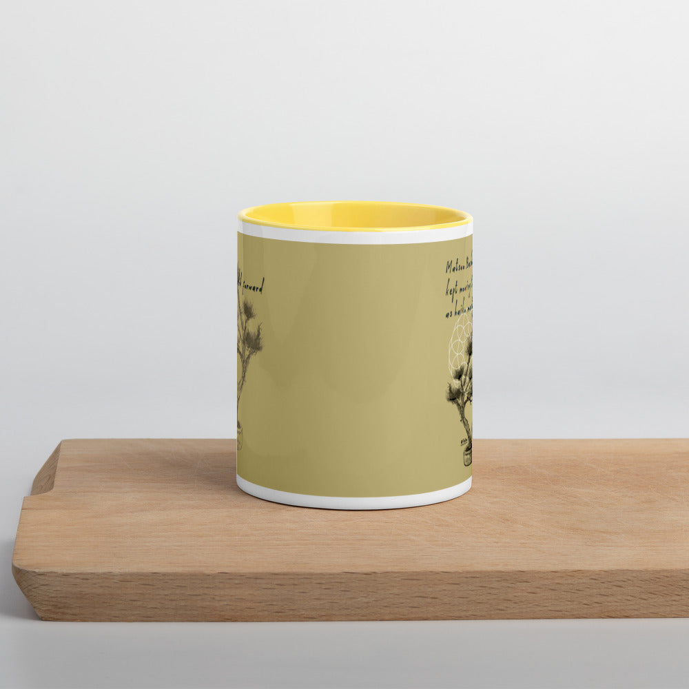 Matsuo Basho Haiku With Bonsai on Ceramic Mug with Color Inside