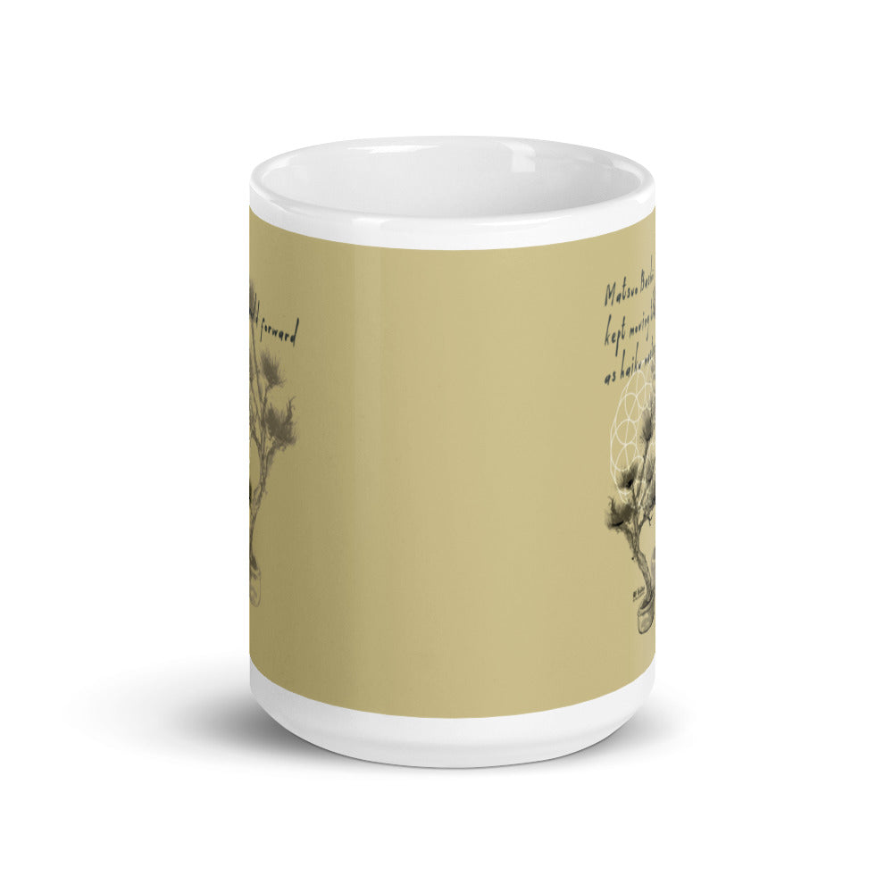 Matsuo Basho Haiku With Bonsai on Ceramic Mug
