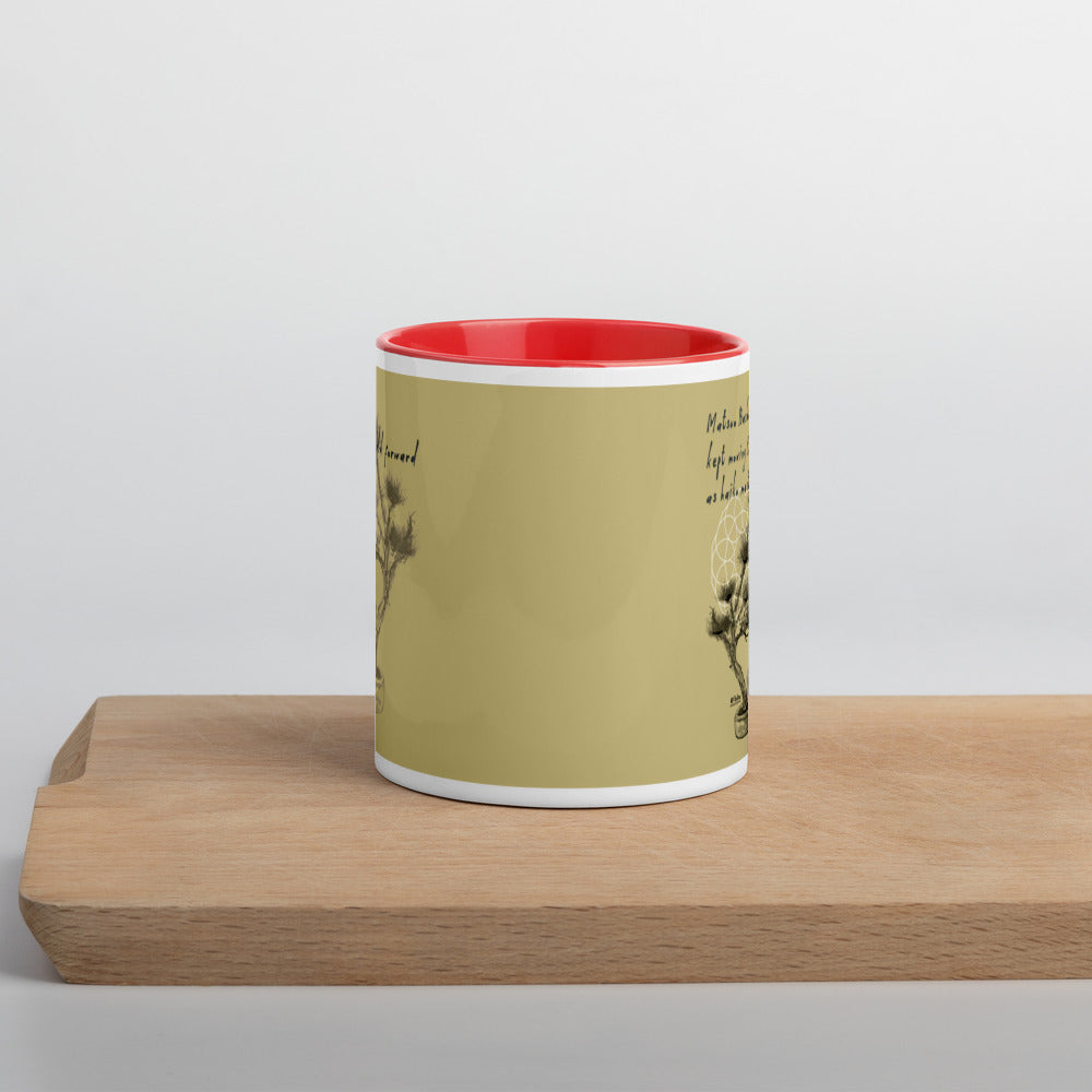 Matsuo Basho Haiku With Bonsai on Ceramic Mug with Color Inside