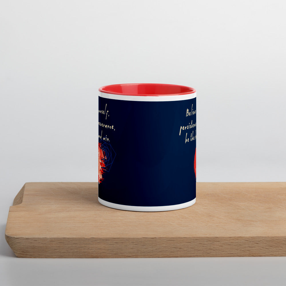 Believe To Win Haiku With Sun Tree on Ceramic Mug with Color Inside