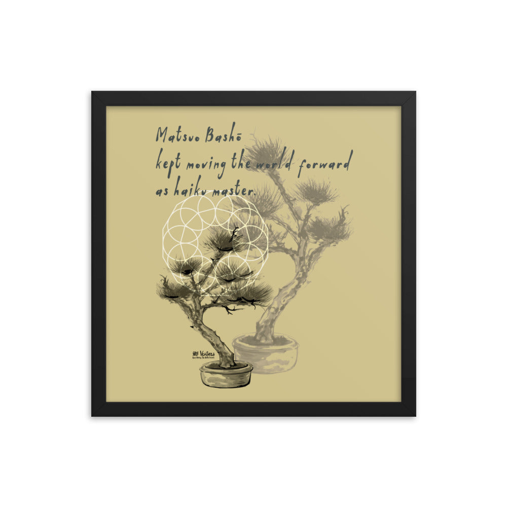 Matsuo Basho Haiku With Bonsai on Enhanced Matte Paper Poster - Framed