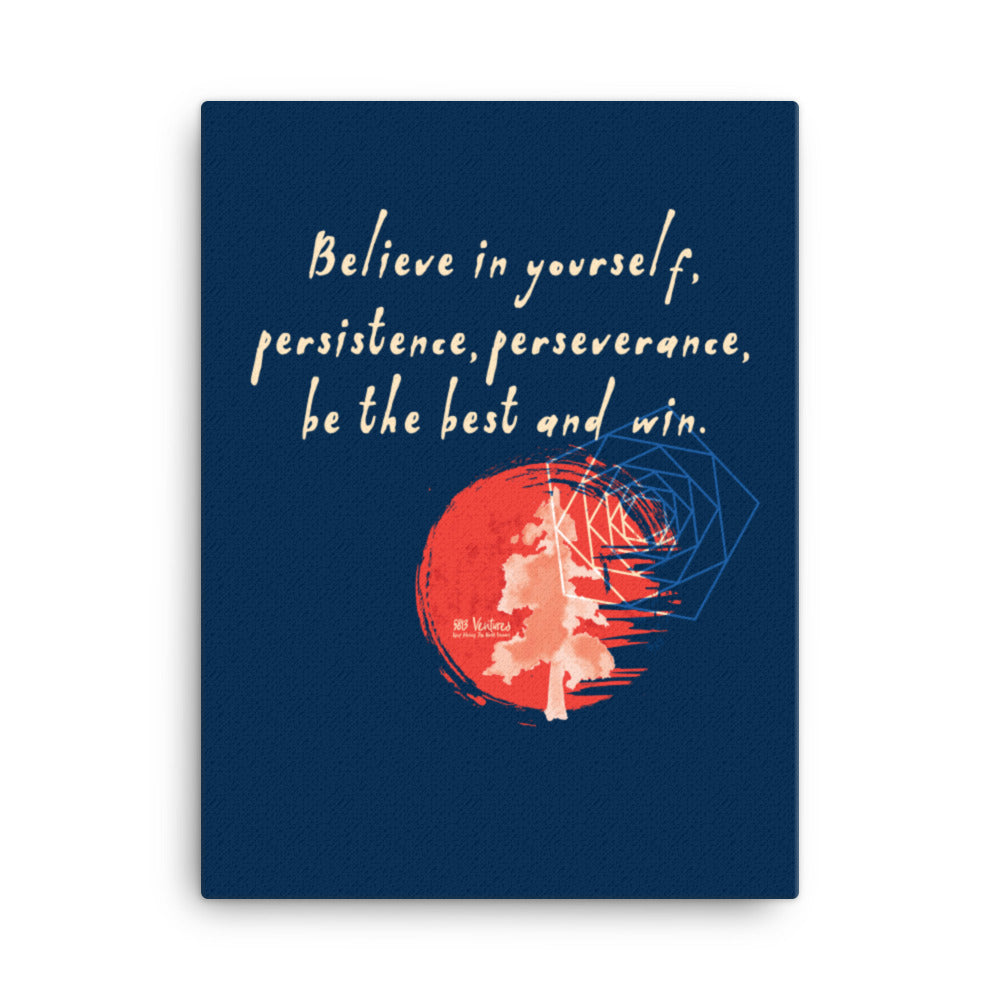 Believe To Win Haiku With Sun Tree on Canvas Print
