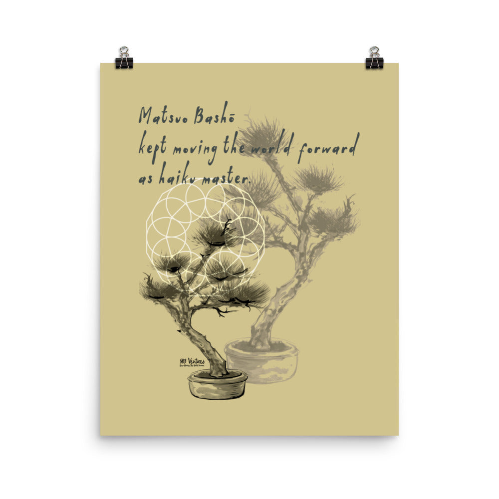 Matsuo Basho Haiku With Bonsai on Enhanced Matte Paper Poster