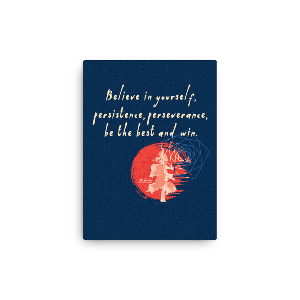 Believe To Win Haiku With Sun Tree on Canvas Print