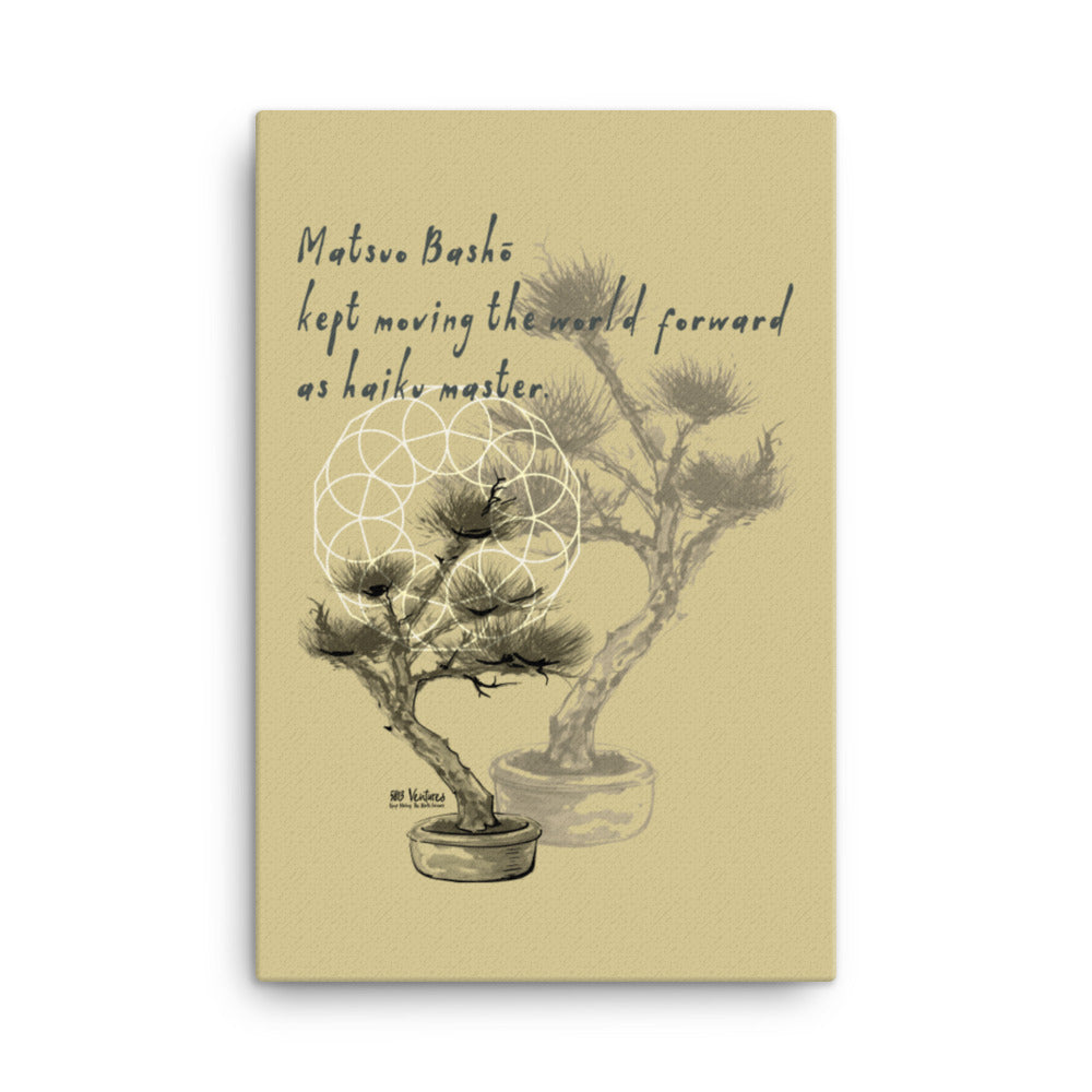 Matsuo Basho Haiku With Bonsai on Canvas Print