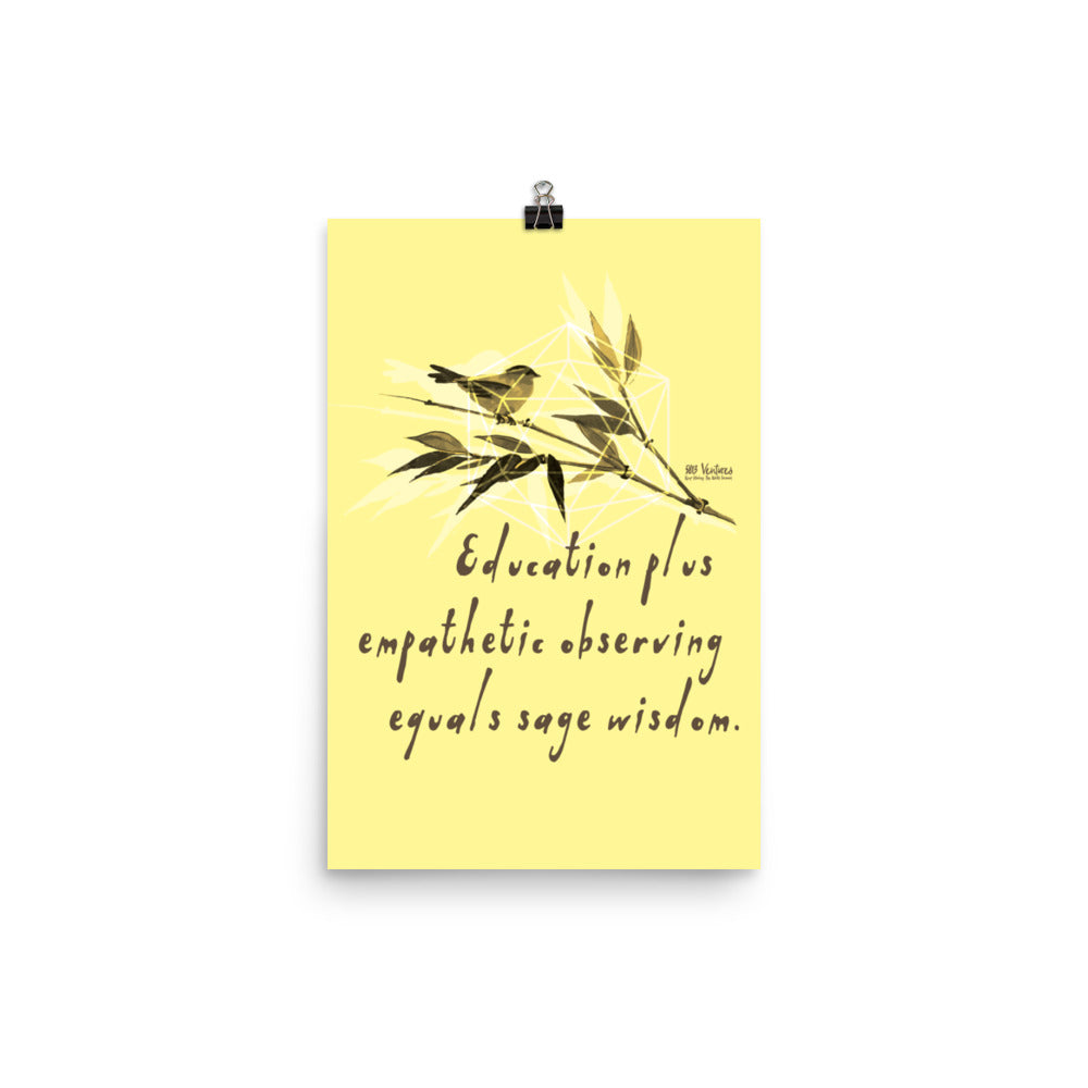 Sage Wisdom Haiku With Sparrow on Premium Luster Photo Paper Poster
