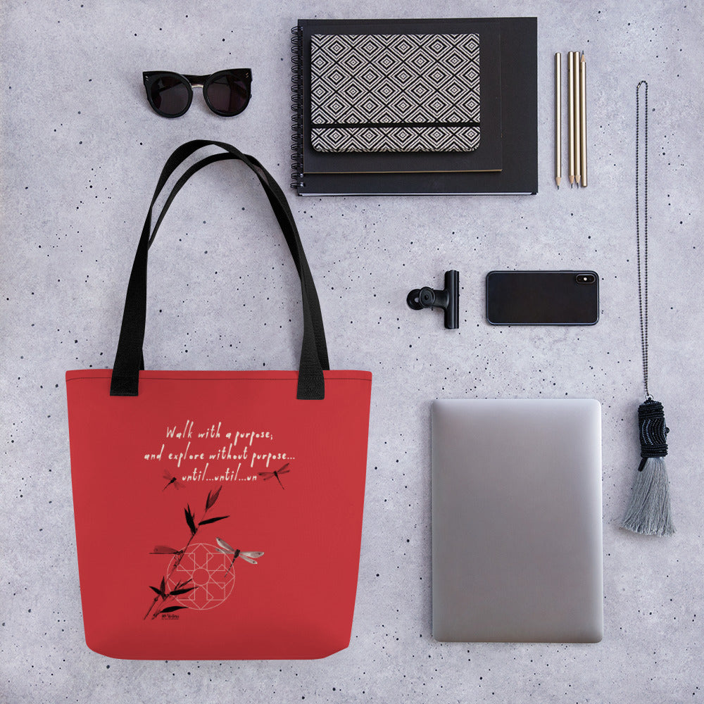 Walk With A Purpose Haiku With Dragonfly on Tote Bag
