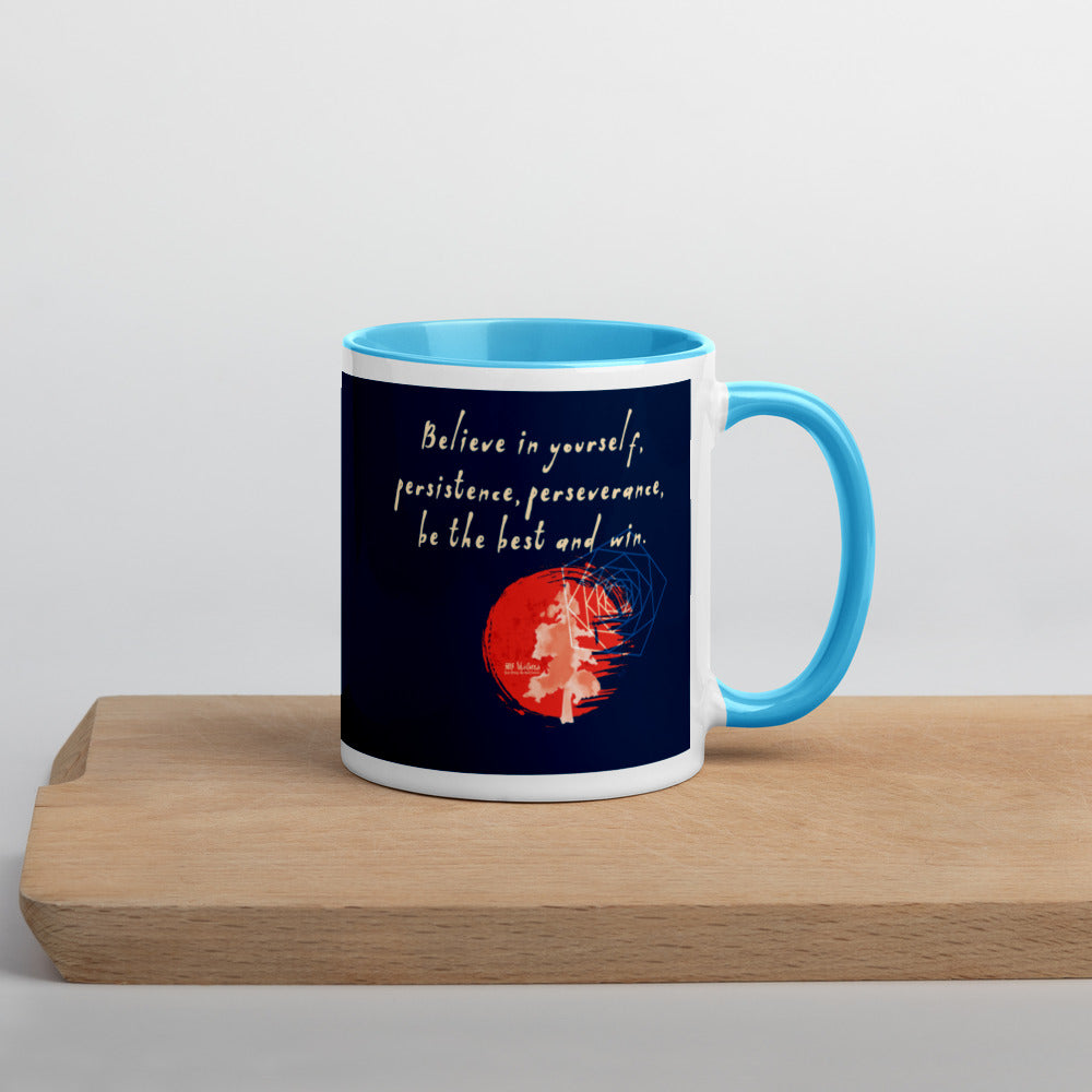 Believe To Win Haiku With Sun Tree on Ceramic Mug with Color Inside