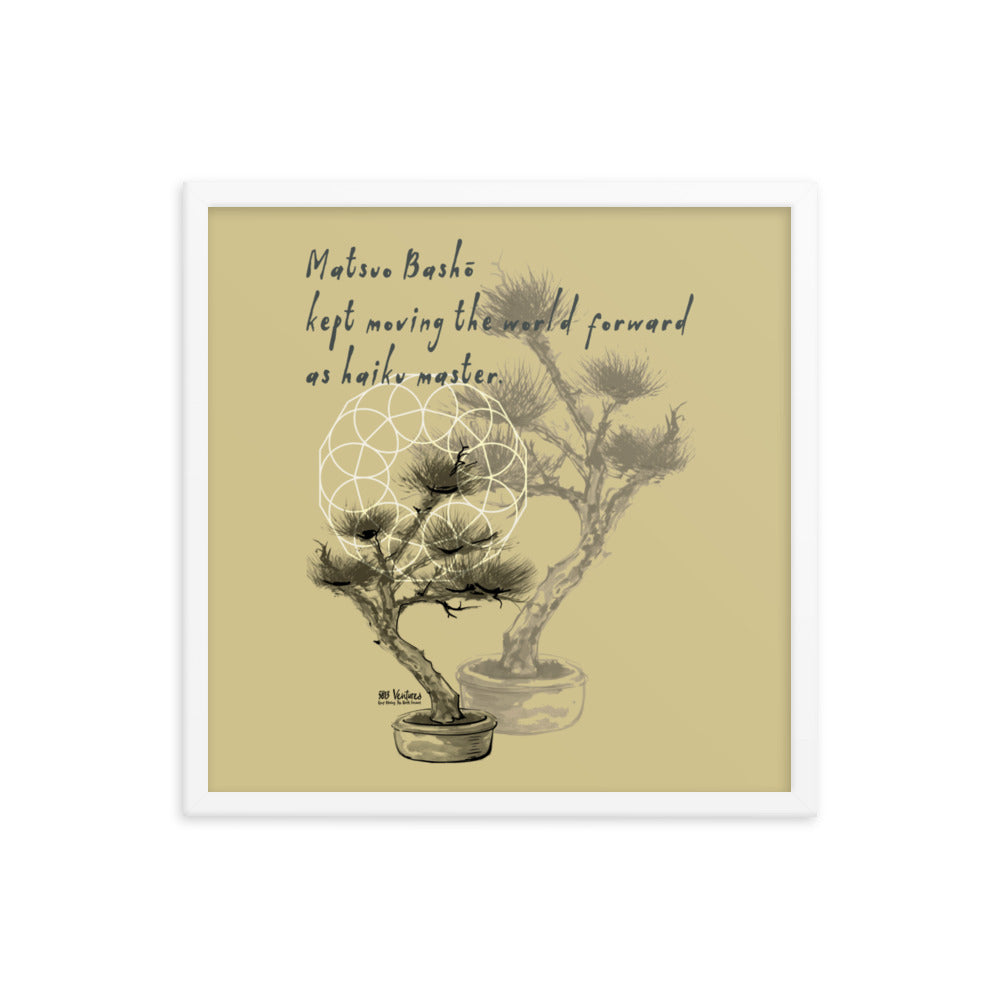 Matsuo Basho Haiku With Bonsai on Enhanced Matte Paper Poster - Framed