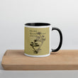 Matsuo Basho Haiku With Bonsai on Ceramic Mug with Color Inside