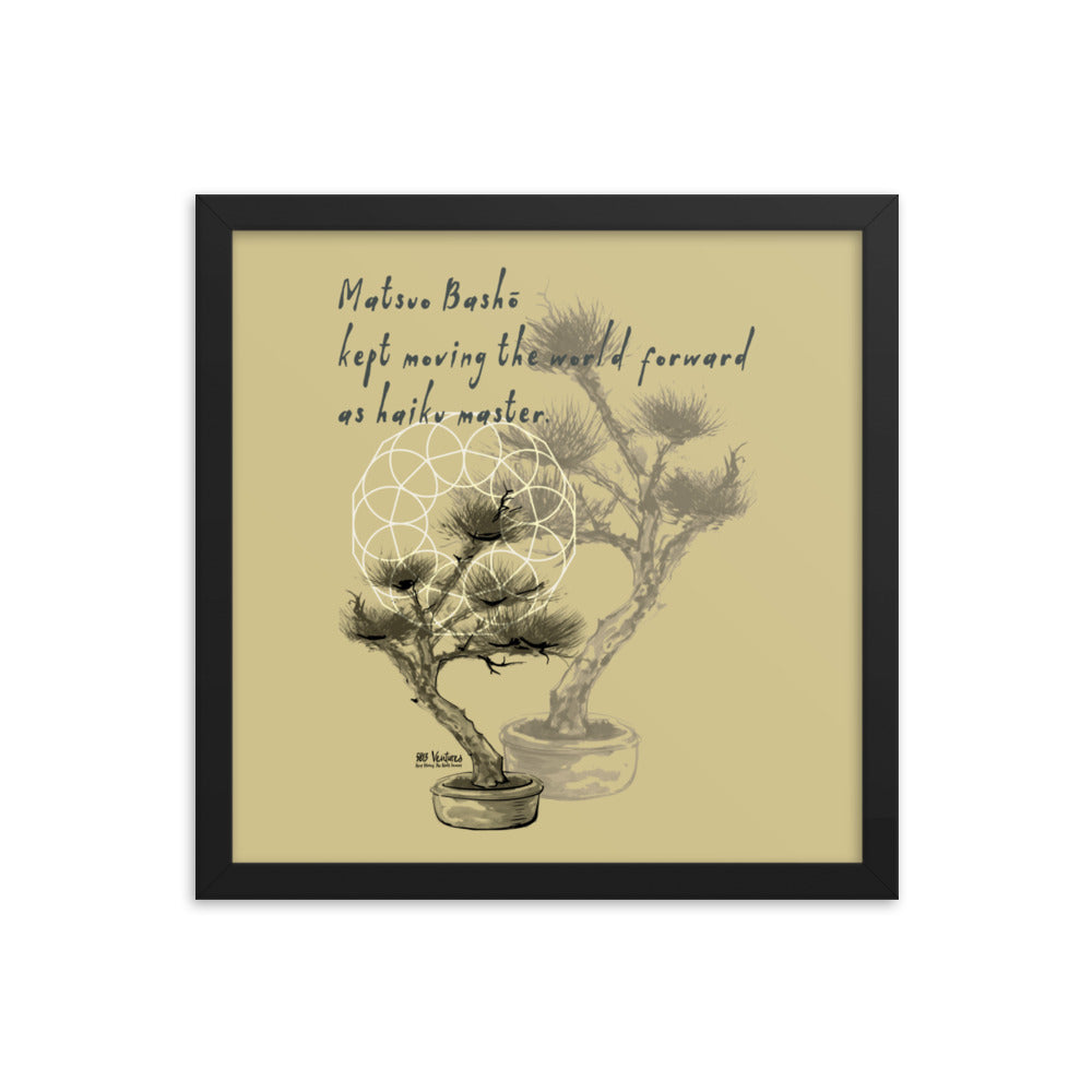 Matsuo Basho Haiku With Bonsai on Premium Luster Photo Paper Poster - Framed