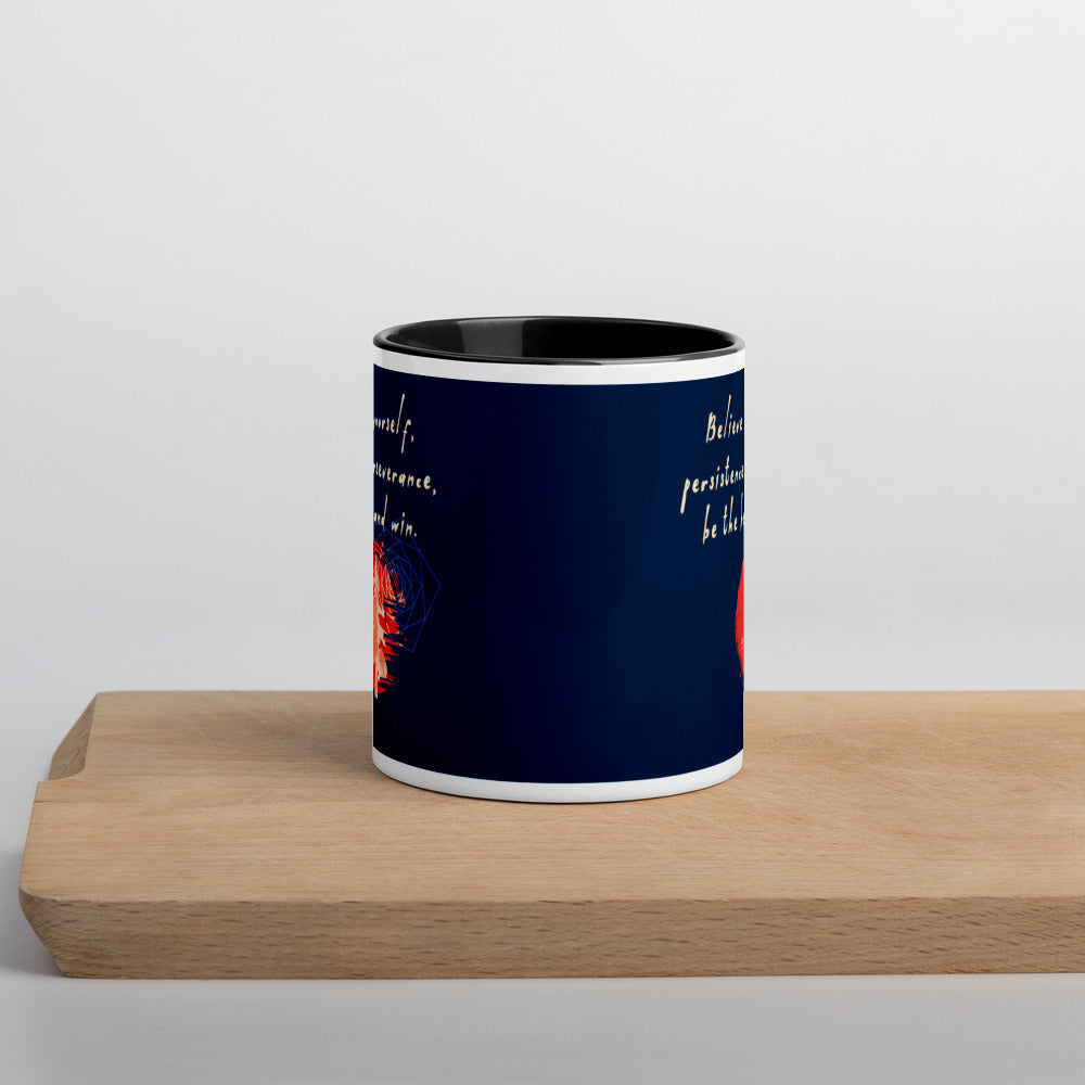 Believe To Win Haiku With Sun Tree on Ceramic Mug with Color Inside