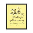 Sage Wisdom Haiku With Sparrow on Enhanced Matte Paper Poster - Framed