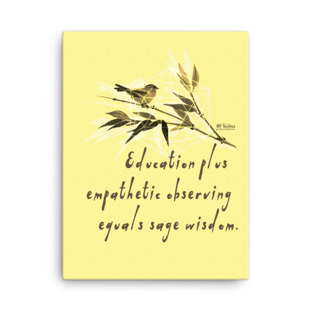 Sage Wisdom Haiku With Sparrow on Canvas Print