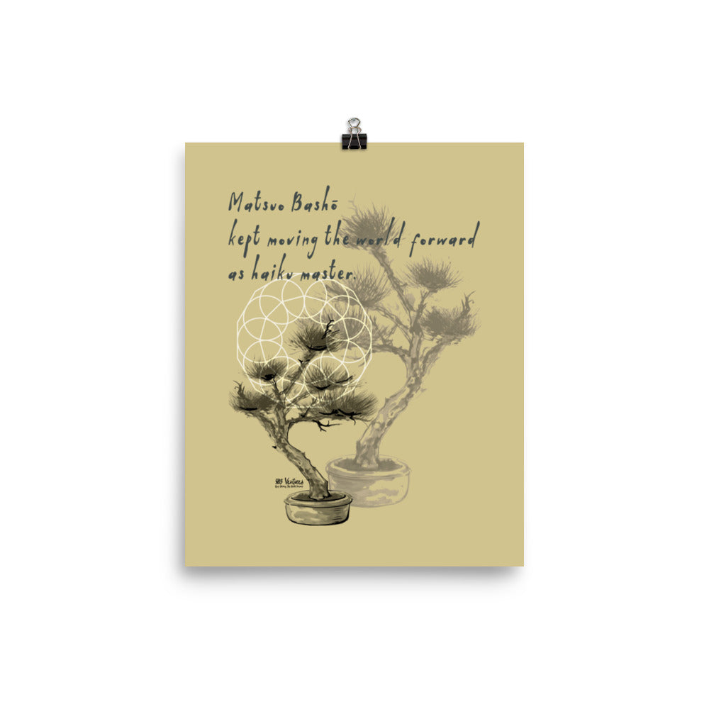 Matsuo Basho Haiku With Bonsai on Enhanced Matte Paper Poster