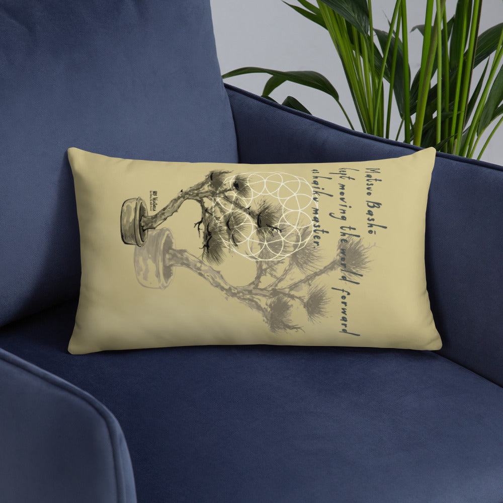 Matsuo Basho Haiku With Bonsai on Basic Pillow