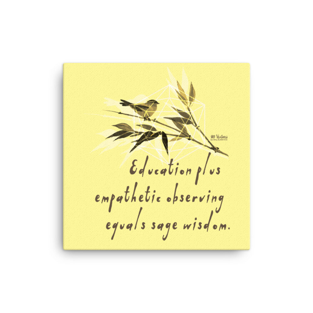 Sage Wisdom Haiku With Sparrow on Canvas Print