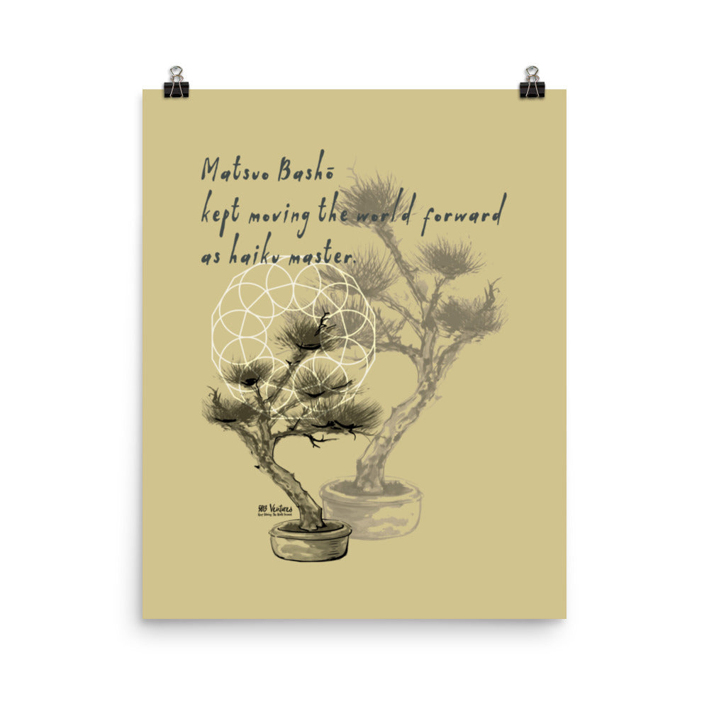 Matsuo Basho Haiku With Bonsai on Premium Luster Photo Paper Poster