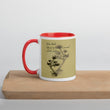 Matsuo Basho Haiku With Bonsai on Ceramic Mug with Color Inside