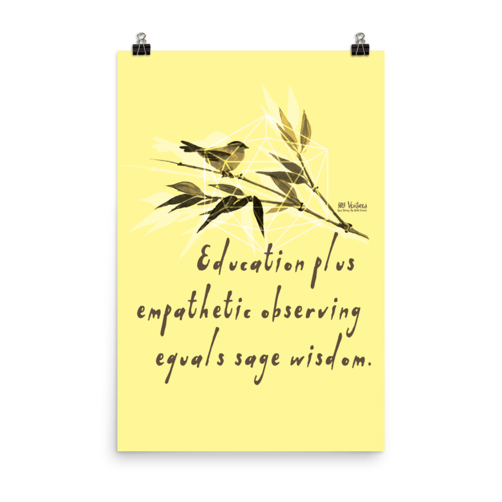 Sage Wisdom Haiku With Sparrow on Premium Luster Photo Paper Poster