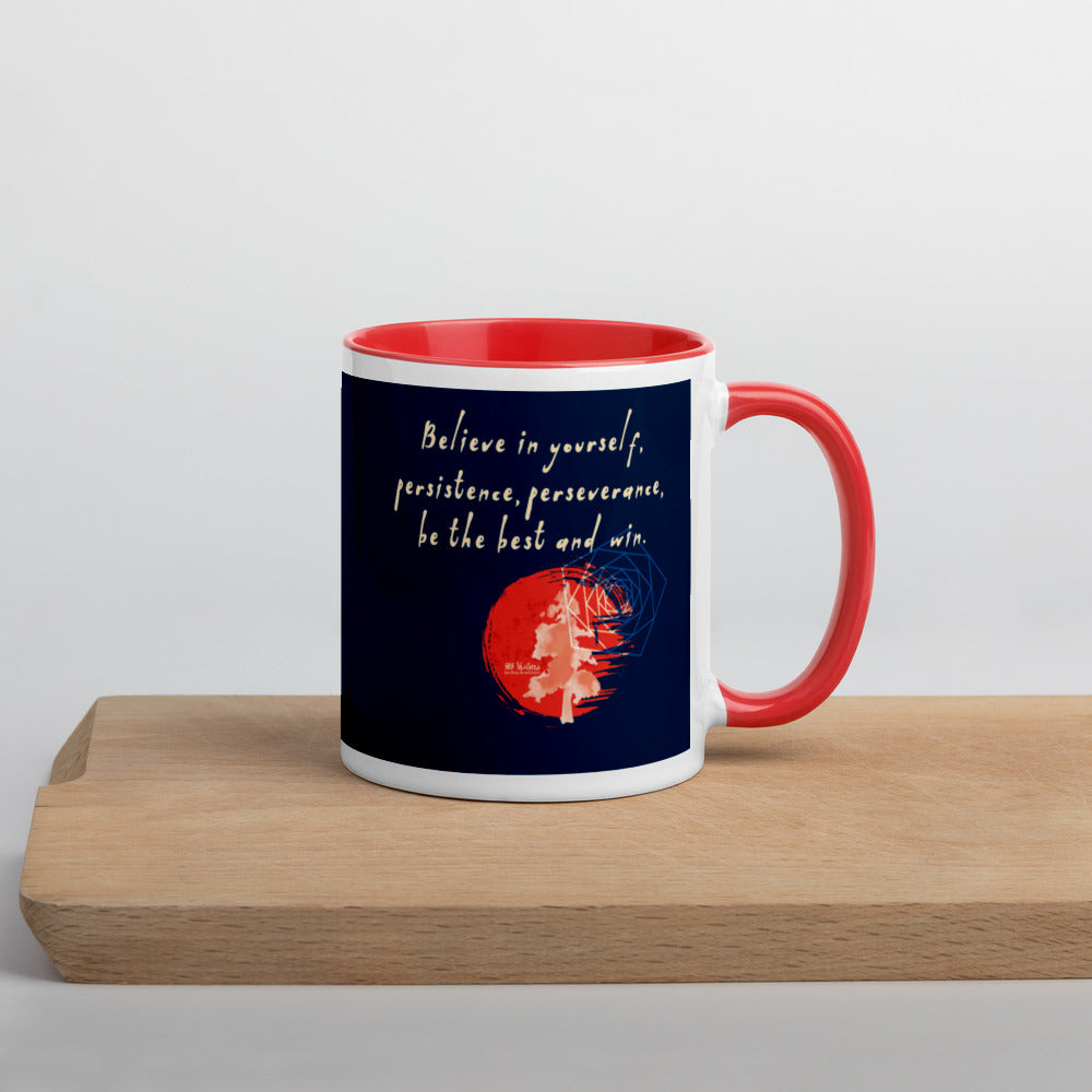 Believe To Win Haiku With Sun Tree on Ceramic Mug with Color Inside