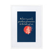 Believe To Win Haiku With Sun Tree on Matte Paper Poster With Mat - Framed