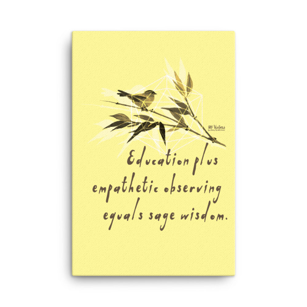 Sage Wisdom Haiku With Sparrow on Canvas Print