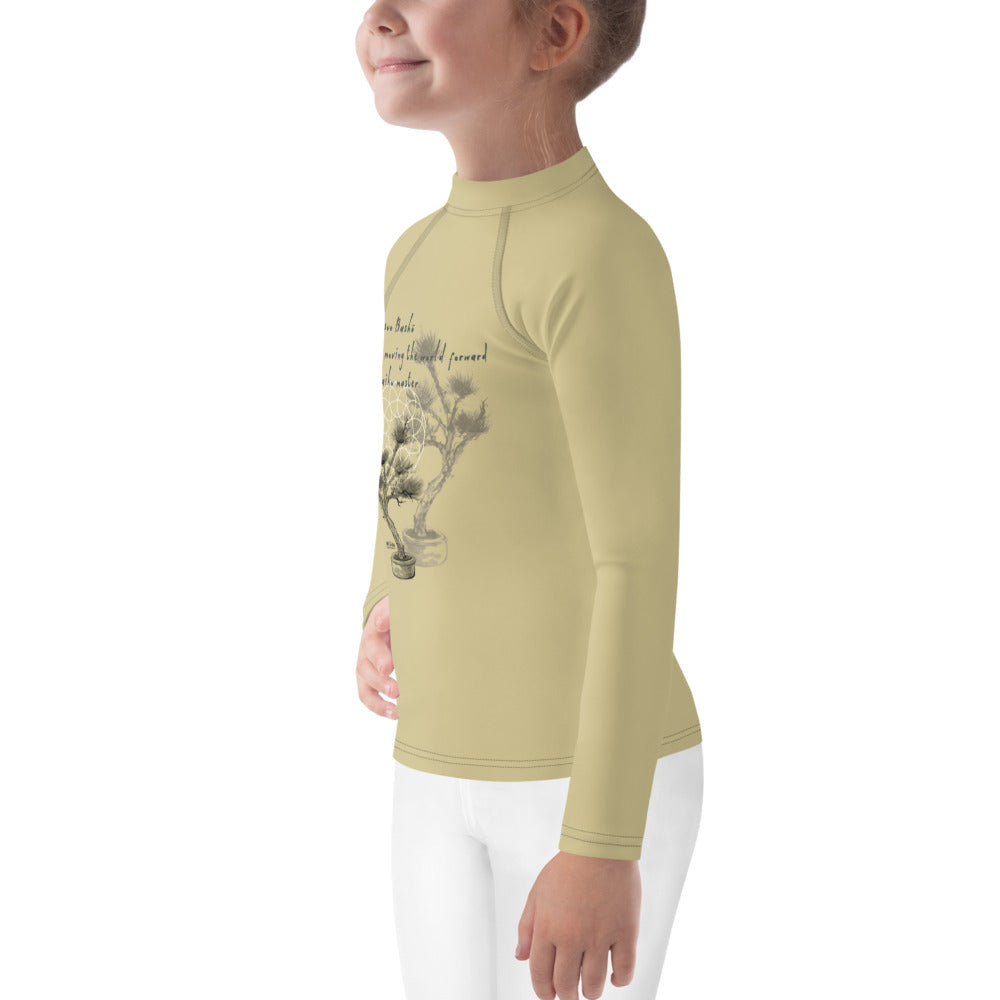 Matsuo Basho Haiku With Bonsai on Kids Rash Guard