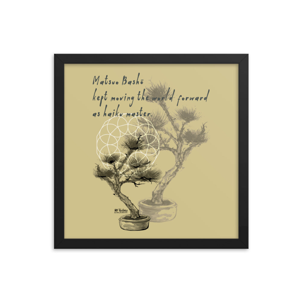 Matsuo Basho Haiku With Bonsai on Enhanced Matte Paper Poster - Framed