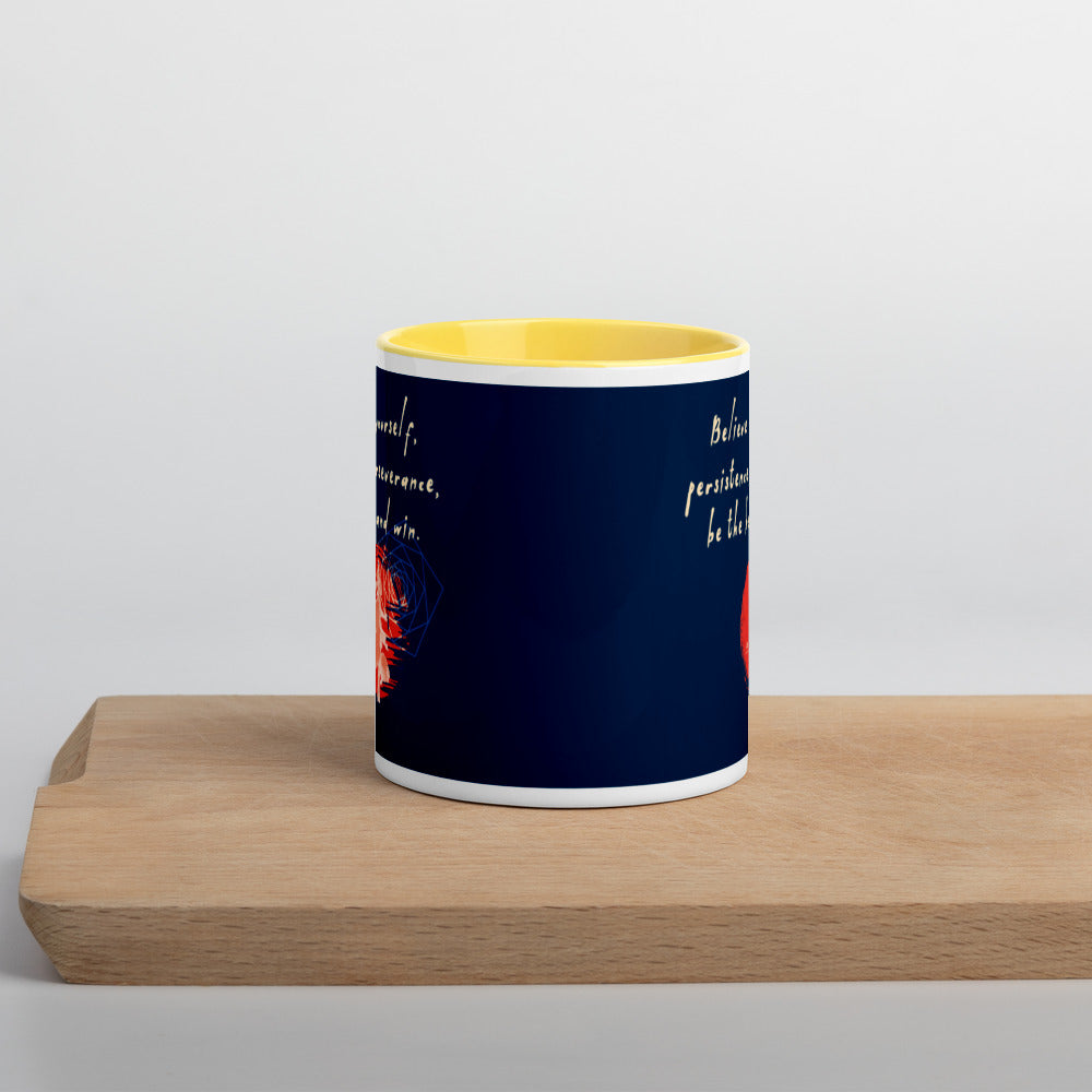 Believe To Win Haiku With Sun Tree on Ceramic Mug with Color Inside