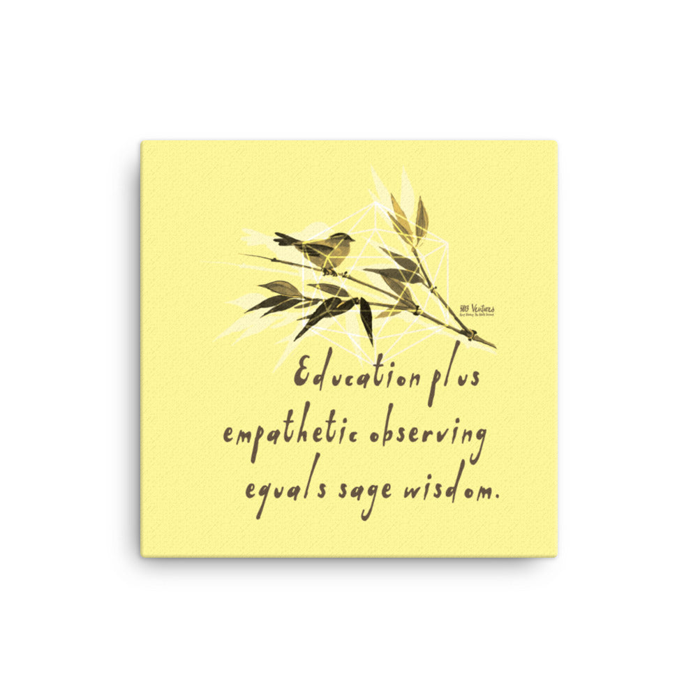 Sage Wisdom Haiku With Sparrow on Canvas Print