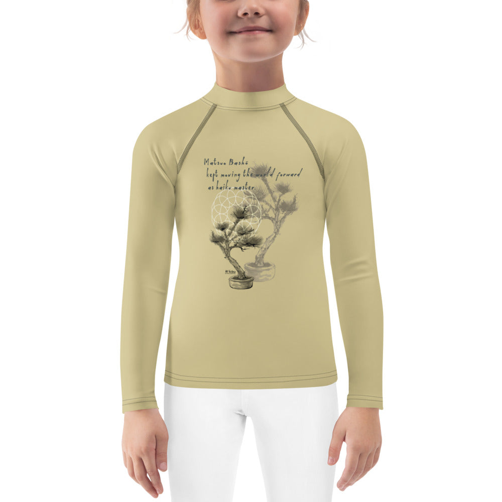 Matsuo Basho Haiku With Bonsai on Kids Rash Guard