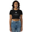 Binary Instructions To Keep Moving The World Forward With Venusian Earth In White on Women's Organic Crop Top