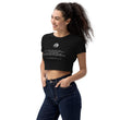 Binary Instructions To Keep Moving The World Forward With Venusian Earth In White on Women's Organic Crop Top
