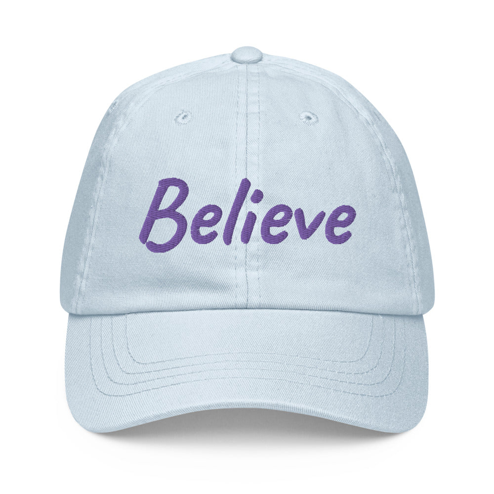 Believe In Amethyst Embroidery On Pastel Baseball Cap