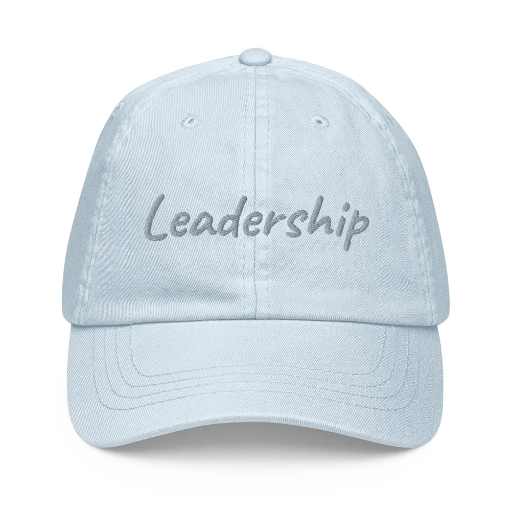Leadership In Silver Embroidery On Pastel Baseball Cap