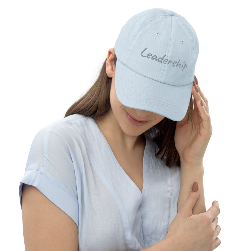 Leadership In Silver Embroidery On Pastel Baseball Cap