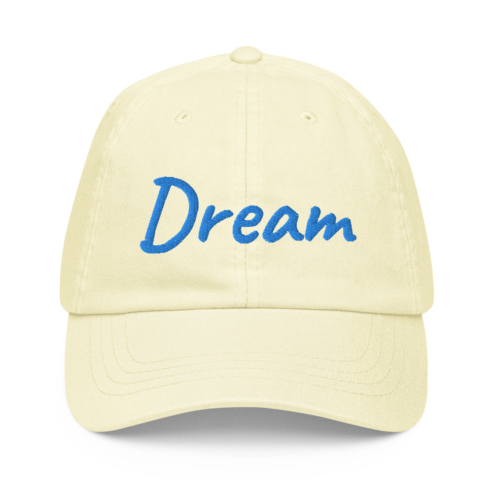 Dream In Sapphire Embroidery On Pastel Baseball Cap