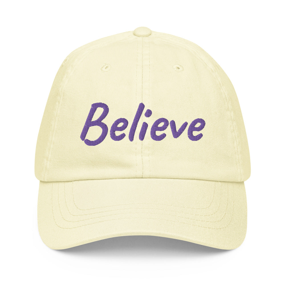 Believe In Amethyst Embroidery On Pastel Baseball Cap
