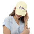 Believe In Amethyst Embroidery On Pastel Baseball Cap