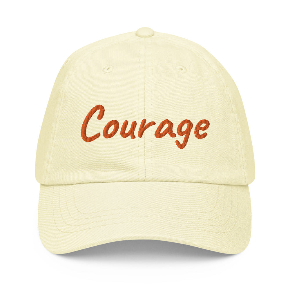 Courage In Amber Embroidery On Pastel Baseball Cap