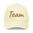 Team In Celluloid Embroidery On Pastel Baseball Cap