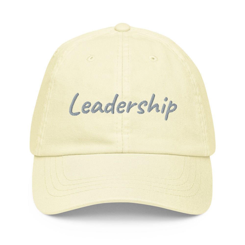 Leadership In Silver Embroidery On Pastel Baseball Cap