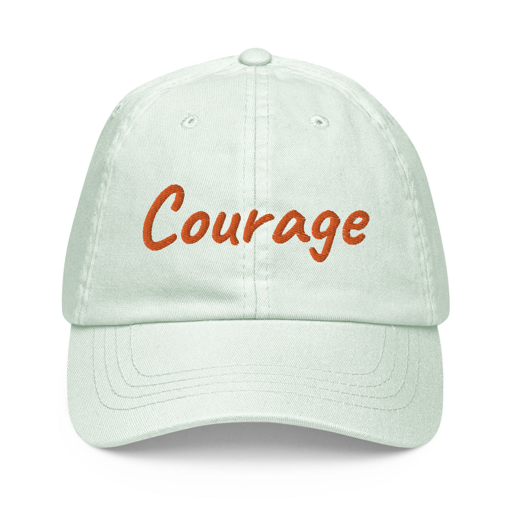 Courage In Amber Embroidery On Pastel Baseball Cap
