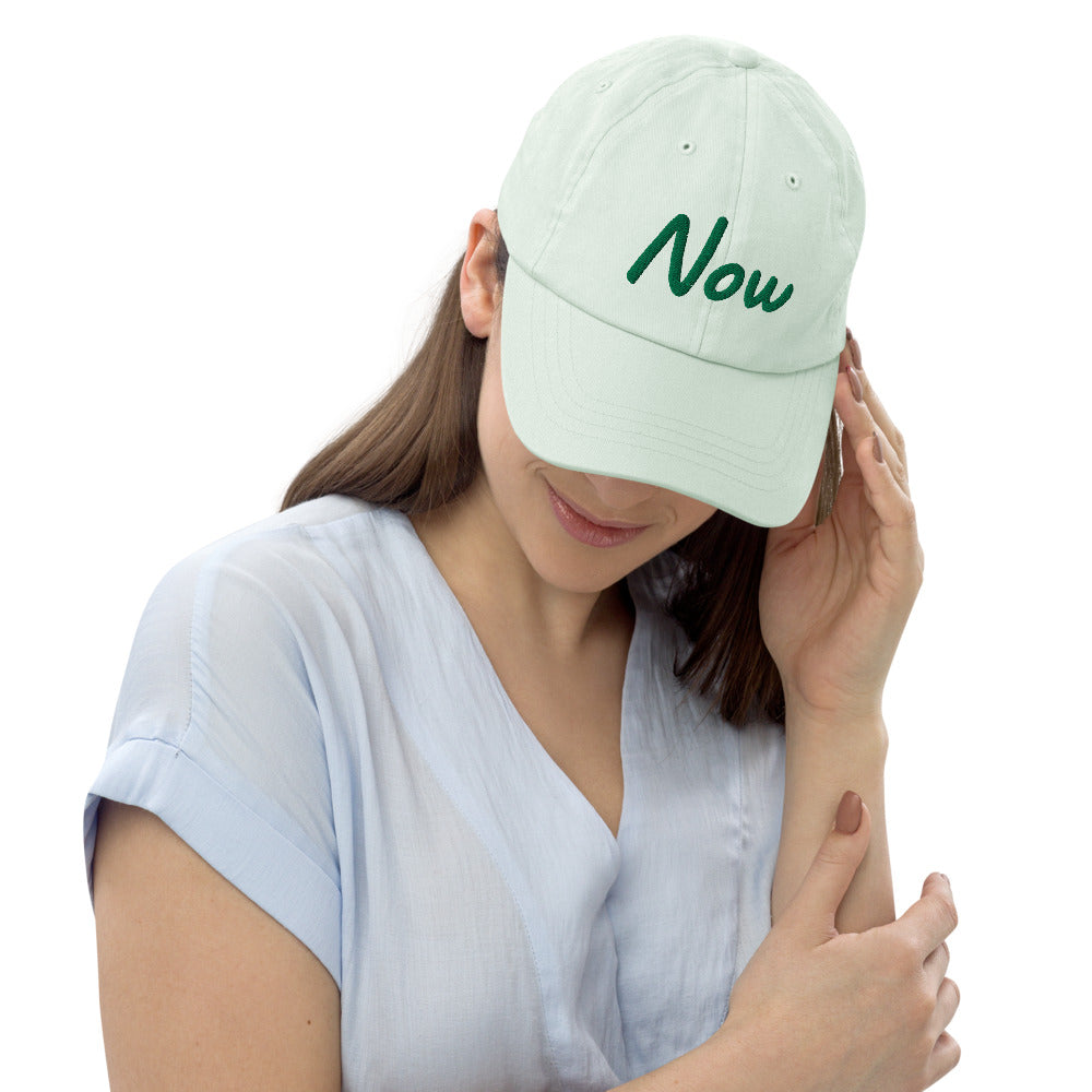 Now In Emerald Embroidery On Pastel Baseball Cap