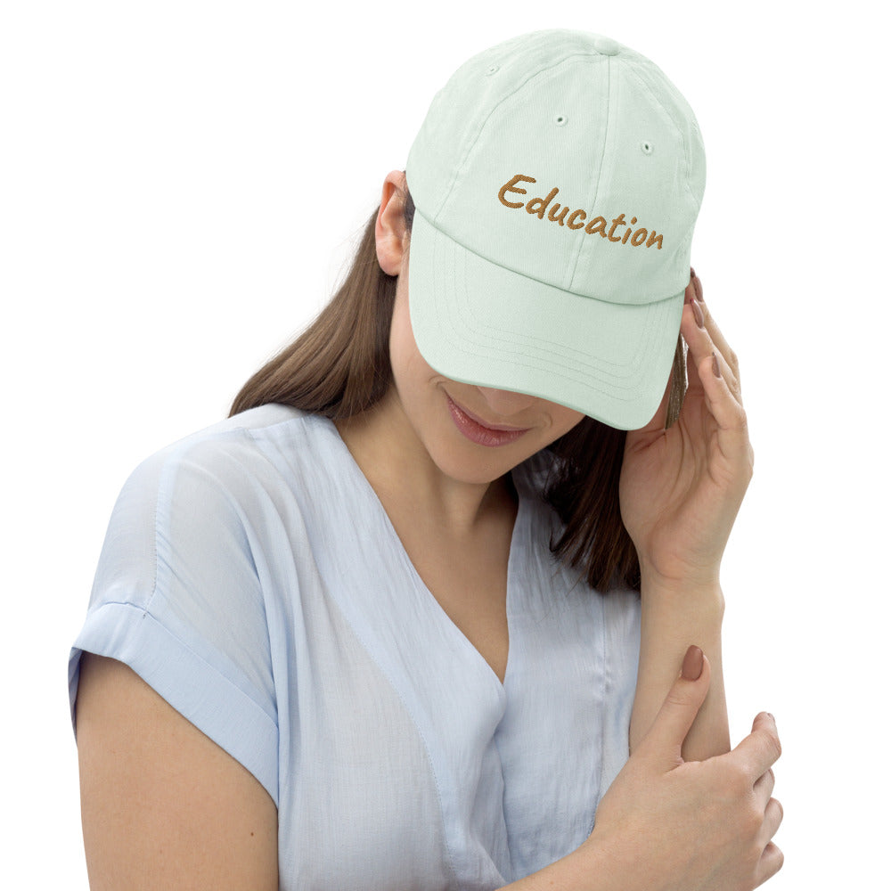 Education In Copper Embroidery On Pastel Baseball Cap